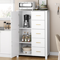 Armoire de rangement en rotin blanc sur mesure avec 5 tiroirs, commode en bois, armoire latérale pour salon, cuisine, entrée, chambre à coucher