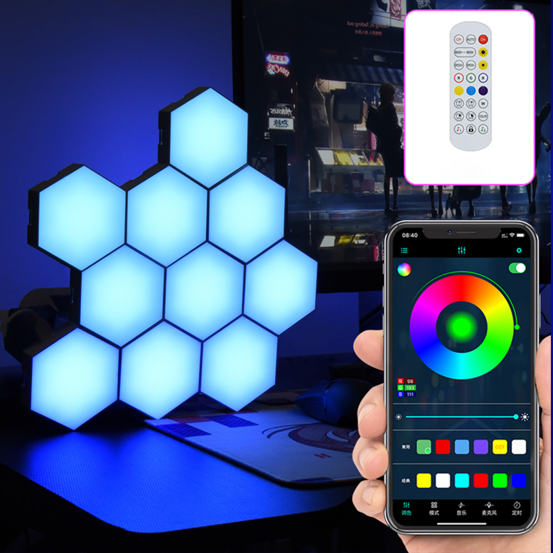Smart Led Honeycomb Modular App Controlled Quantum Light Sync With Music Room Decoration Light Night for Kids