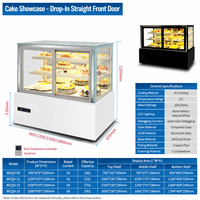 Vitrine réfrigérée commerciale à double porte avec dégivrage automatique pour boulangerie, supermarché, gâteaux, fruits, boissons