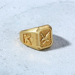 Neuer Modischer Europäischer und Amerikanischer Stil Vergoldeter Edelstahl Adler-Ring für Männer - Product Image 4