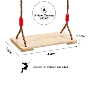 Altalena in legno karachi sedile sedia di legno con la corda giardino all'aperto per i bambini