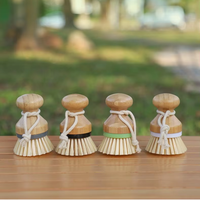 Brosse de nettoyage manuelle créative en bambou pour la cuisine domestique, avec tête de tampon en bois, pour récurer les casseroles et laver la vaisselle