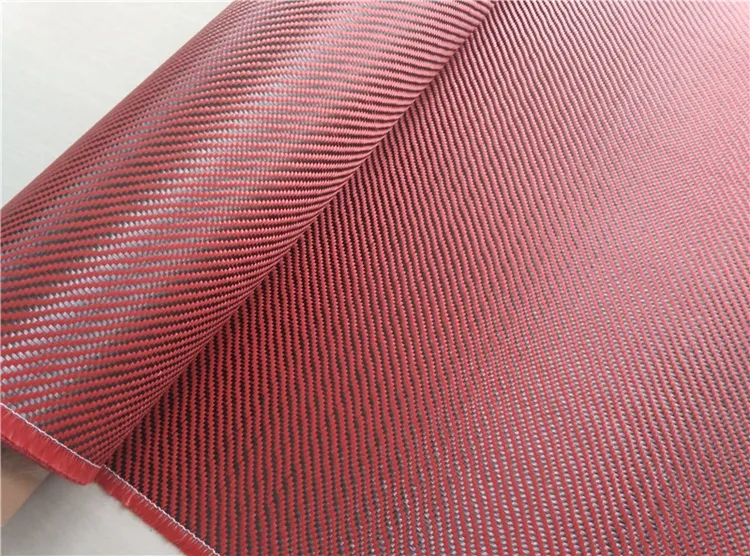 Red Colorful Carbon Aramid Fiber Unidirectional Bidirectional Carbon Fiber 3k Red Kevlars Aramid Fiber 1500d Hybrid Fabric