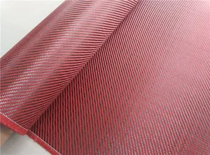 เคฟลาร์สีแดง3K เส้นใยอะรามิด1500d ผ้าไฮบริดเส้นใยอะรามิดคาร์บอนสีแดงที่มีสีสันแบบสองทิศทาง