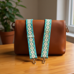 5Cm Webbing <b>Strap</b> Checkered Light Green For <b>Bag</b> Handle <b>Replacement</b> - Product Image 2