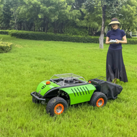 Robot tondeuse à gazon télécommandé sur roues MS 500W avec grande capacité de ramassage d'herbe, pneus gonflables respectueux de la pelouse, pour jardin
