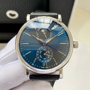 Montres-bracelets mécaniques à phase de lune avec cadran bleu, tendance et de haute qualité, en promotion - Product Image 1