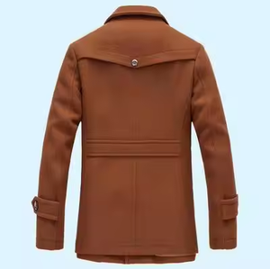 Giacca in Cashmere da <span class=keywords><strong>Uomo</strong></span> con Colletto a Tinta Unita Personalizzata per Affari, Cappotto Lungo Invernale Antivento in Lana per <span class=keywords><strong>Uomo</strong></span> - Product Image 5