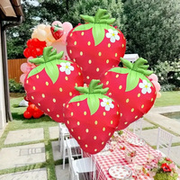 Ballon en feuille métallique rouge et rose en forme d'alien mat pour décorations de fête d'anniversaire d'enfants et accessoires photo