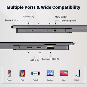 Moniteur portable IPS Innoview de 15,6 pouces, 120 Hz HDR avec USB C HDMI, montable au mur pour ordinateur portable, <span class=keywords><strong>Mac</strong></span> et utilisation de jeu - Product Image 4