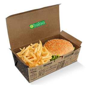 Square New Design Kraft Burger Box Sandwich Hamburger Packing Box