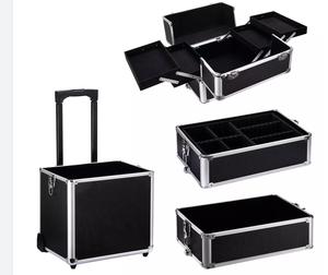 4 in 1 Professional Large Hard Aluminum Cosmetic Rolling <strong>Travel</strong> Barber <strong>Case</strong> Salon Lockable Trolley <strong>Makeup</strong> Train <strong>Case</strong> with Wheels - Product Image 5