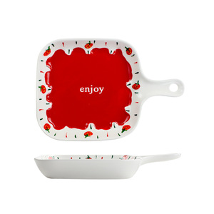 Cross-border ceramic tableware <b>set</b> with ins-style plates, handles, fruit plates, cute <b>dinner</b> plates, and high-temperature - Product Image 2