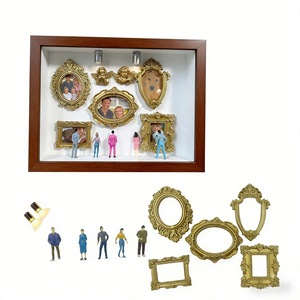 Caja de Exhibición de Madera Estilo Vintage para Miniaturas, Marco Rectangular para Fotos con Figuras y Marcos Decorativos, Arte de Retrato - Product Image 1