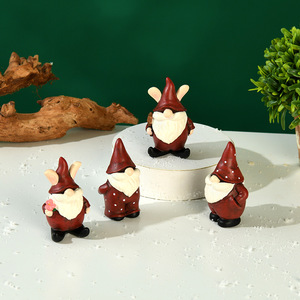 Petites décorations de Noël en résine chinoise, faites à la main, à pois, sur le thème des lutins, des nains et des elfes de Noël, pour le bureau - Product Image 4