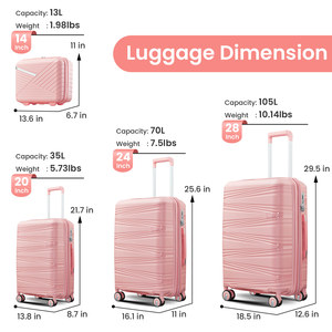 Stock disponible aux États-Unis, livraison gratuite, ensembles de bagages 4 pièces (14/20/24/28), coque rigide légère, serrure TSA, support dropshipping - Product Image 2