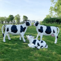 Patung Sapi Fiberglass Ukuran Besar Mirip Asli, Model Resin Buatan Tangan, Ornamen untuk Lanskap Seni Plaza Umum dan Hotel