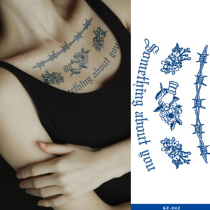 Tatouages temporaires imperméables de 1 à 2 semaines, faux tatouages autocollants avec des mots, design <span class=keywords><strong>réaliste</strong></span>, <span class=keywords><strong>tatouage</strong></span> semi-permanent pour le corps - Product Image 1