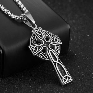 Vintage <strong>Celtic</strong> <strong>Cross</strong> <strong>Necklace</strong> Viking Ireland Mens Engraved <strong>Necklaces</strong> Stainless Steel AmuletJewelry - Product Image 6