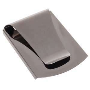 OEM คลิปหนีบเงินหนังแท้สีดำทำจากเหล็กสแตนเลสสีดำบางสำหรับธุรกิจ - Product Image 4