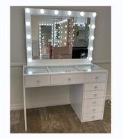 Coiffeuse de maquillage moderne avec miroir et tiroirs couleur rose/blanc/noir/gris