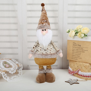 Beige Glitter Sequin Extendable Leg <b>Xmas</b> Doll Trio Snowman Elk Santa for Boutique Holiday Decor - Product Image 3