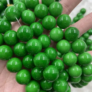 Stok Dijual Manik-manik Hijau Giok 18Mm Besar untuk Membuat Perhiasan