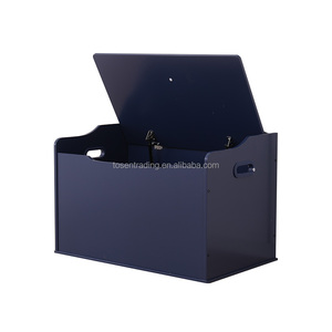 Banco de almacenamiento de madera clásico azul marino Austin con tapa con bisagras de seguridad, caja organizadora de juguetes de gran capacidad para niños - Product Image 5