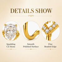 En gros, Faux anneau de nez en cuivre non-perçant, avec zircon CZ, motifs couronne dorée, cœur, nœud, fleur, bijoux de corps pour femmes