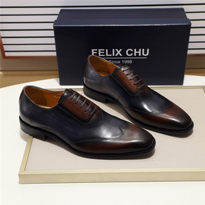 فاخر الدانتيل يصل حذاء رجالي أزرق براون المرقعة النمط الإيطالي وينغيب أكسفورد فستان - Product Image 4