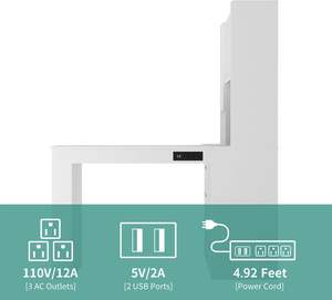 โต๊ะคอมพิวเตอร์พร้อมลิ้นชักรูปตัวแอลโต๊ะและมุมฮัทช์มีไฟ LED โต๊ะเขียนหนังสือสำหรับเด็ก - Product Image 4