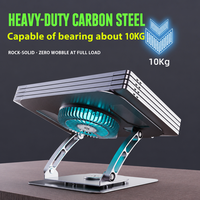 Support d'Ordinateur Portable en Métal à Rotation 360°, Pliable et Portable, Réglable avec Ventilateur de Refroidissement pour Bureau et Studio