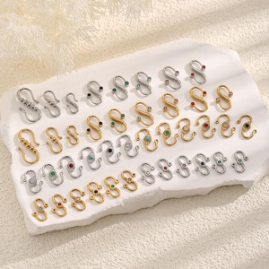 Conector de Cierre en Forma de S con Pedrería |   Gancho en Forma de Serpiente de Acero Inoxidable Chapado en Oro PVD de 18K para Hacer Joyería, Pulseras y Collares - Product Image 4