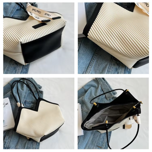 Túi xách nữ thời trang da PU có logo tùy chỉnh, kiểu xếp ly, dùng đi làm, đi chơi, đeo vai, đeo nách - Product Image 5