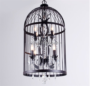 Stile <span class=keywords><strong>rustico</strong></span> americano decorazione soggiorno in ferro nero gabbie per uccelli cristallo <span class=keywords><strong>lampadario</strong></span> <span class=keywords><strong>moderno</strong></span> - Product Image 6