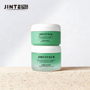 Nouveauté JINTE : Pots ronds en PET vert givré avec couvercle blanc à vis, logo personnalisé pour crème visage et <span class=keywords><strong>baume</strong></span> nettoyant - Product Image 1