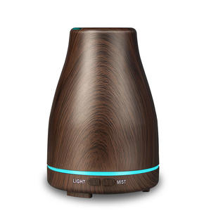 Wood Grain Aroma Diffuser 120Ml Ultrasonic <b>Humidifier</b> With Led Light For Home And Office Use - Product Image 1