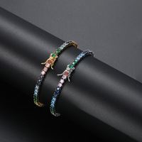 RQ Hip Hop collier coloré glacé arc-en-ciel CZ pierre diamant 3mm chaîne de Tennis