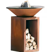 Barbecue de jardin à bois en acier Corten, revêtement noir en poudre, foyer extérieur