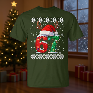 Camiseta de Navidad Fea 67, Pijamas a Juego para Parejas, Diseño Festivo Seis Siete - Product Image 3