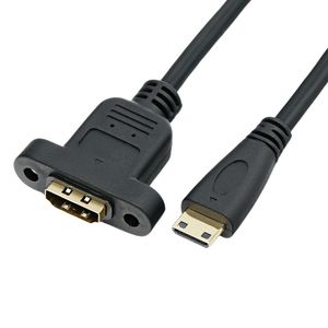 Cable de extensión Mini HDMI macho a HDMI hembra con orificios de montaje, 20 cm, cable de cobre sin oxígeno chapado en oro - Product Image 4
