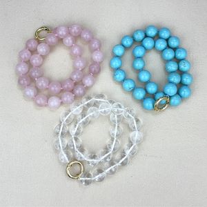 Collar de Estilo Punk con Turquesa para Mujer, Collar de Piedras Naturales con Cuentas de Cuarzo Rosa y Cristal Transparente, Cierre de Anillo en O para Joyería Diaria - Product Image 2