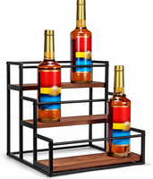 Support de rangement de comptoir moderne à 3 niveaux en métal, écologique, multifonctionnel et durable, non pliable, pour bouteilles de sirop de café