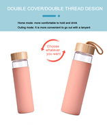 Botol Air Kaca Borosilikat 600ml Walcold Factory Dengan Tutup Bambu Dan Selubung Silikon Dengan Logo Kustom