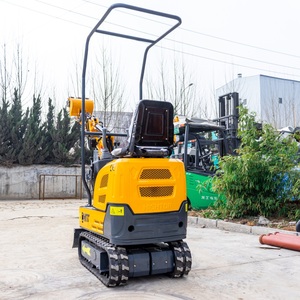 Mini-excavatrice sur chenilles, capacité de la benne de 0,1 m³, machine de terrassement compacte jaune pour chantier de construction - Product Image 2