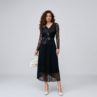 Robe plissée décontractée pour femme, directement de l'usine, à manches longues, coupe ample, style A-line, avec dentelle florale 3D, robe longue plissée Miyake