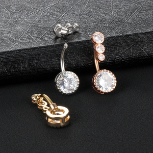 14G 외과용 스틸 배꼽 피어싱 섹시한 크리스탈 배꼽 피어싱 여성 바디 주얼리 바벨 - Product Image 6