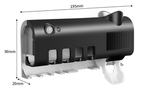 Juego de soporte para cepillos de dientes, organizador de pared de energía Solar, soporte para cepillos de dientes negro <span class=keywords><strong>sin</strong></span> perforación, soporte para cepillos de dientes UV para la familia - Product Image 6