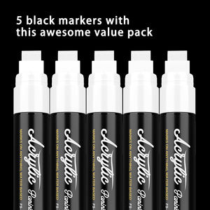 Confezione da 5 pennarelli acrilici bianchi con punta da 15 mm per finestre, vetro, superfici metalliche - Product Image 5