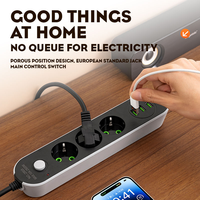 Multiprise domestique standard européenne très vendue avec cordon d'extension de 2 m, 4 prises CA et ports USB.